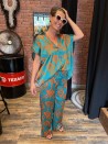 Blouse turquoise et orange